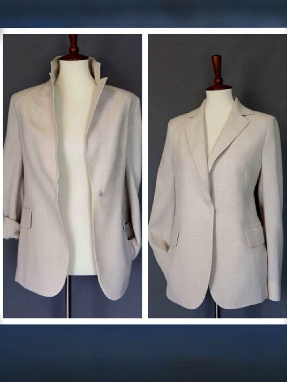 Akris Size 8 Linen Blazer Jacket Zip Cuff Sleeves